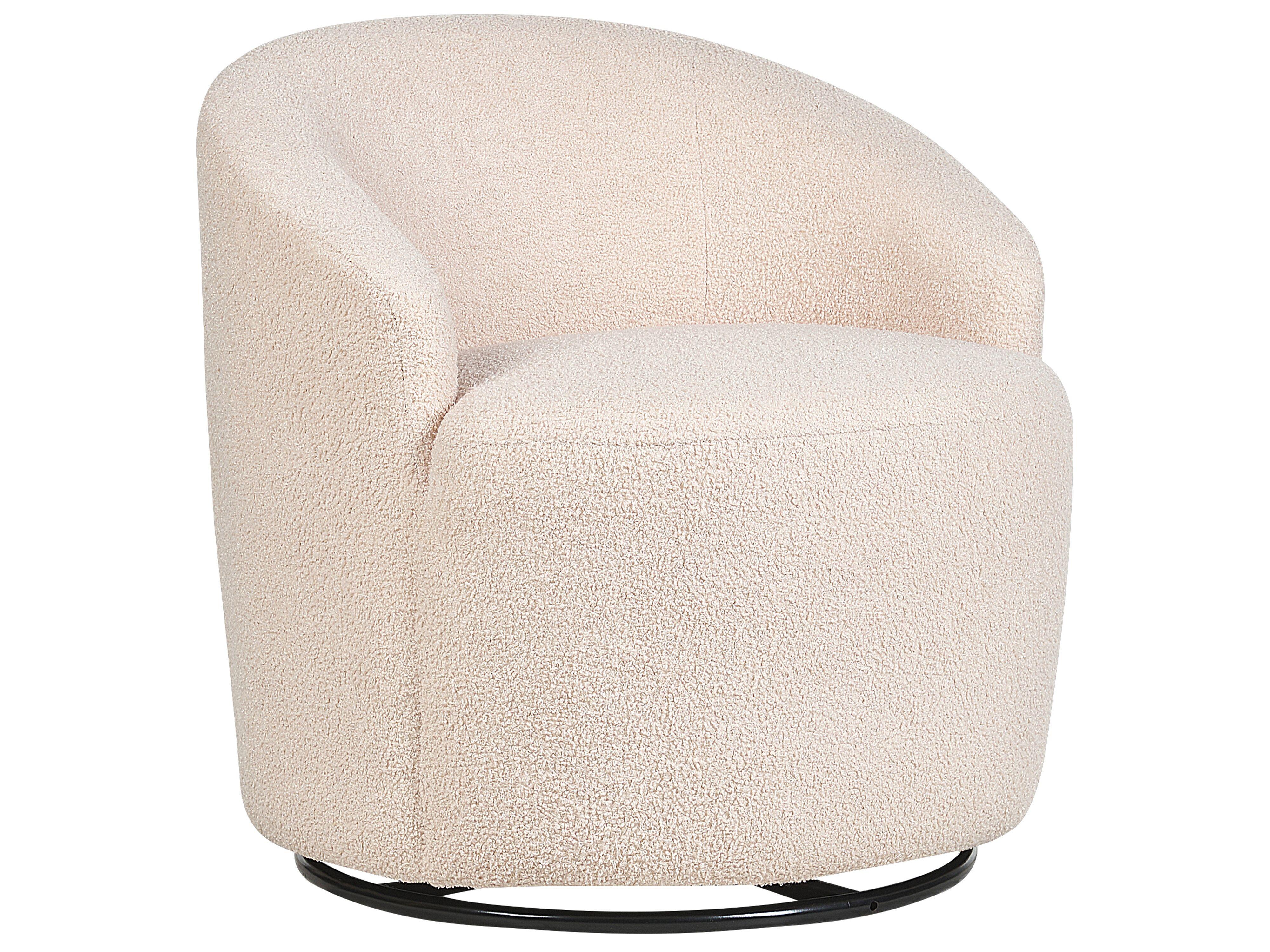 BOUCLÉ-DREHSESSEL Beige Davik - Beige, Holz/Textil (62/67/63cm) - Beliani