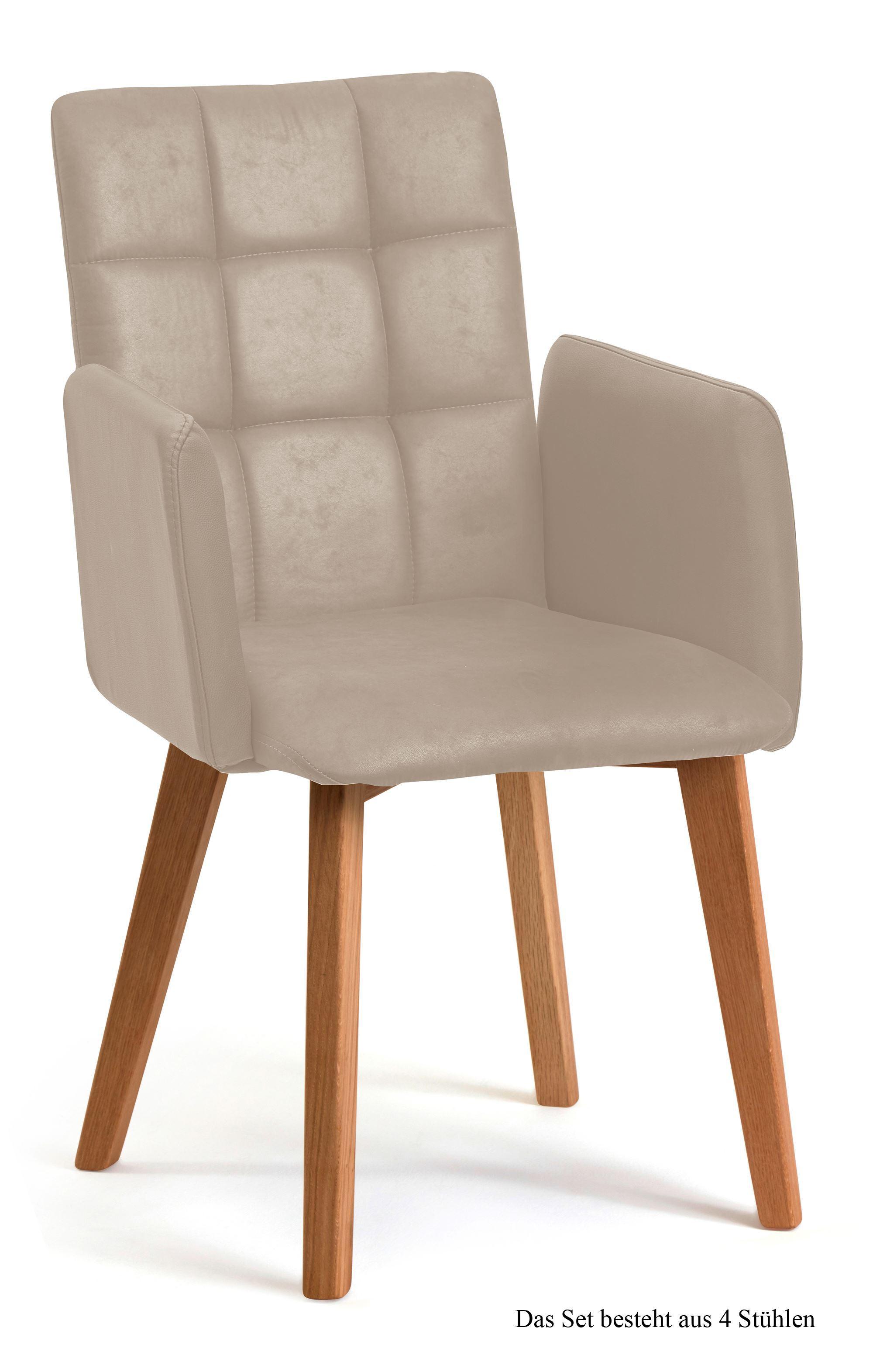 ARMLEHNSTUHL (4er-Set) Dareia 52x91x60 Eiche geölt/Natur - Eichefarben/Naturfarben, Kunststoff (60/91/52cm) - 58aufmkessel