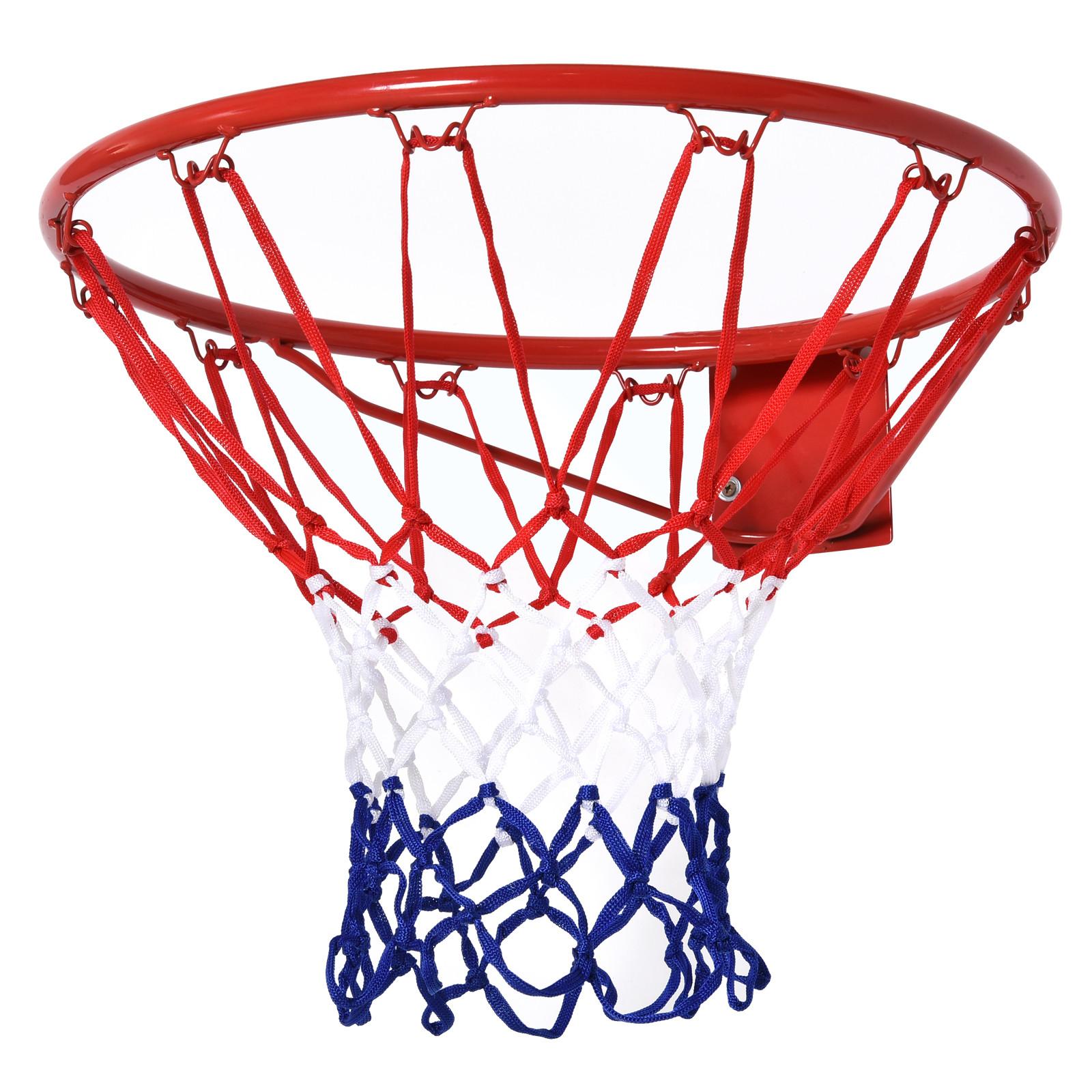 BASKETBALLKORB mit Netz Basketballnetz Metallrohr Rot+Blau+Weiß ø46 cm - Rot, Metall (1.6/46cm) - HOMCOM