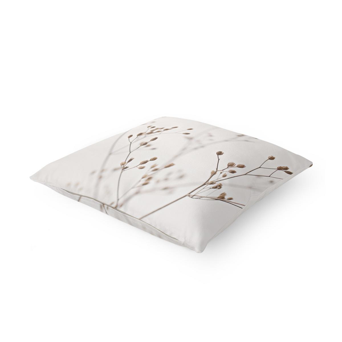 DEKOKISSEN Zarte Knospen am Wildblumenzweig 40/40 cm - Beige, Textil (40/40/10cm) - Bilderwelten