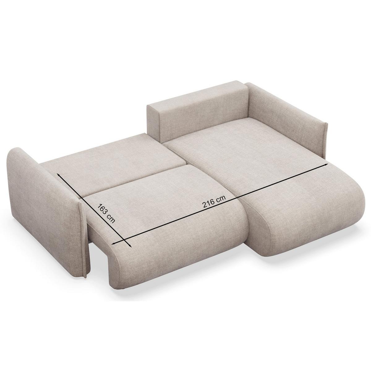 ECKSOFA Cushi Beige-Chenille - Beige/Schwarz, Kunststoff/Textil (183/252cm) - Selsey
