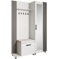 GARDEROBENSCHRANK Livia mit Aufhängern und Spiegel, Weiß, links - Schwarz/Weiß, Holzwerkstoff (137/207/42cm) - Beautysofa