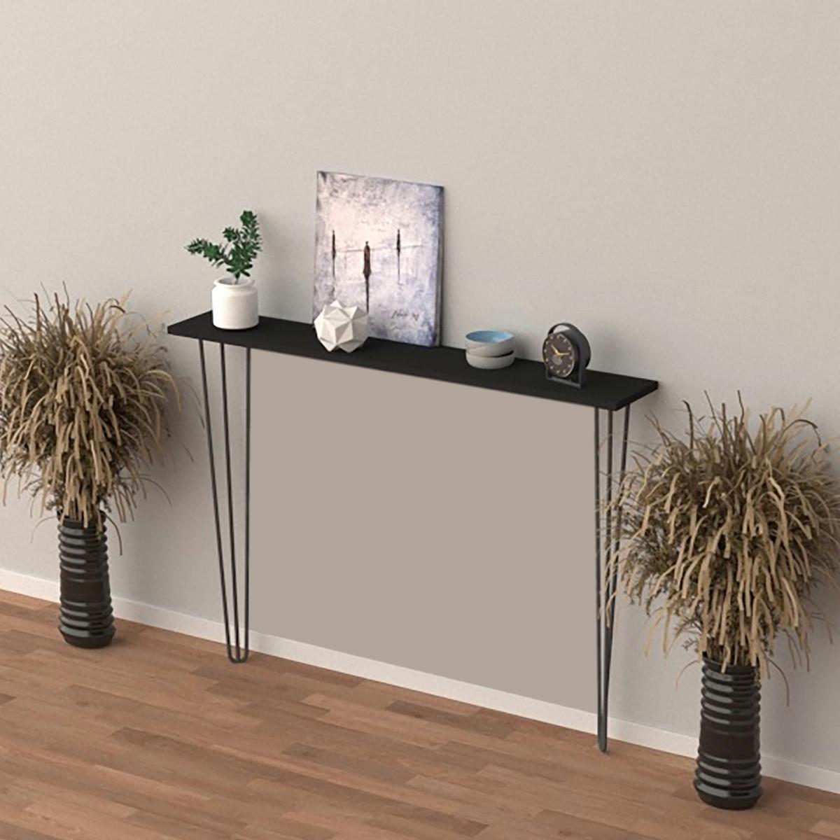 KONSOLENTISCH Kokemäki - Schwarz, Metall (18/80/82cm) - [en.casa]