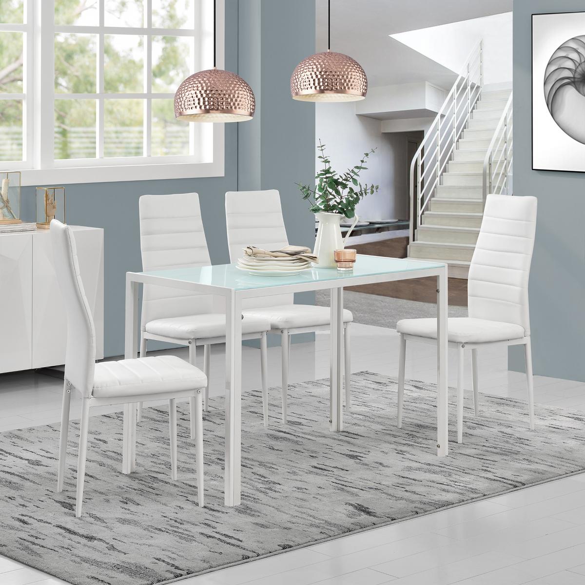 ESSTISCH Enschede - Weiß, Glas/Metall (60/105/75cm) - [en.casa]