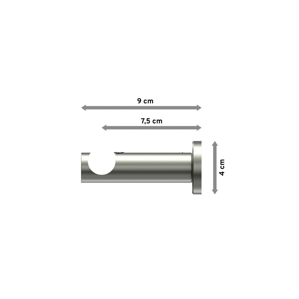 TRÄGER FÜR GARDINENSTANGEN 20 mm Ø, Platon 1-läufig, Edelstahl-Optik - Edelstahlfarben, Metall (9/4/4cm) - INTERDECO