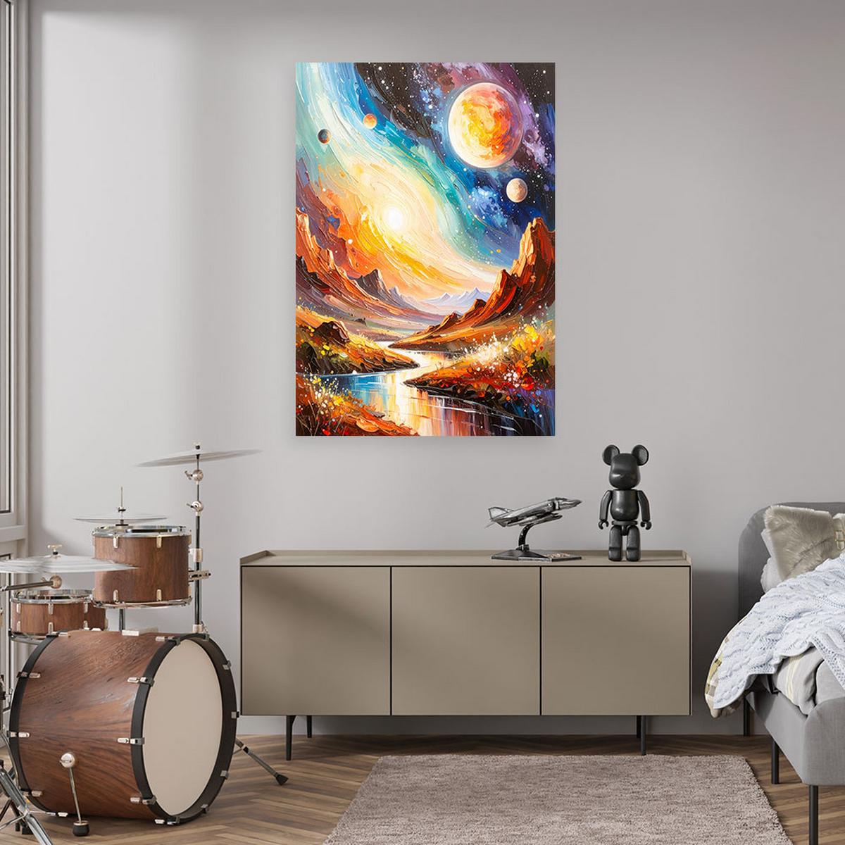 LEINWANDBILD Kosmos Planeten Abstrakt 40x60cm - Multicolor, Textil (40/60cm) - Feeby