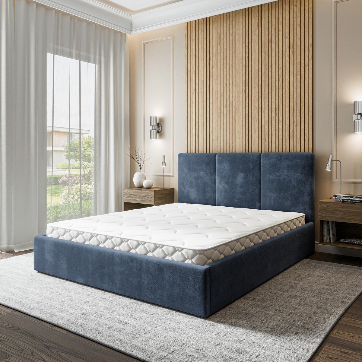 POLSTERBETT AZURI 200x200 cm mit Bettkästen - Blau - Blau, Holz (200/200cm) - MASSENO