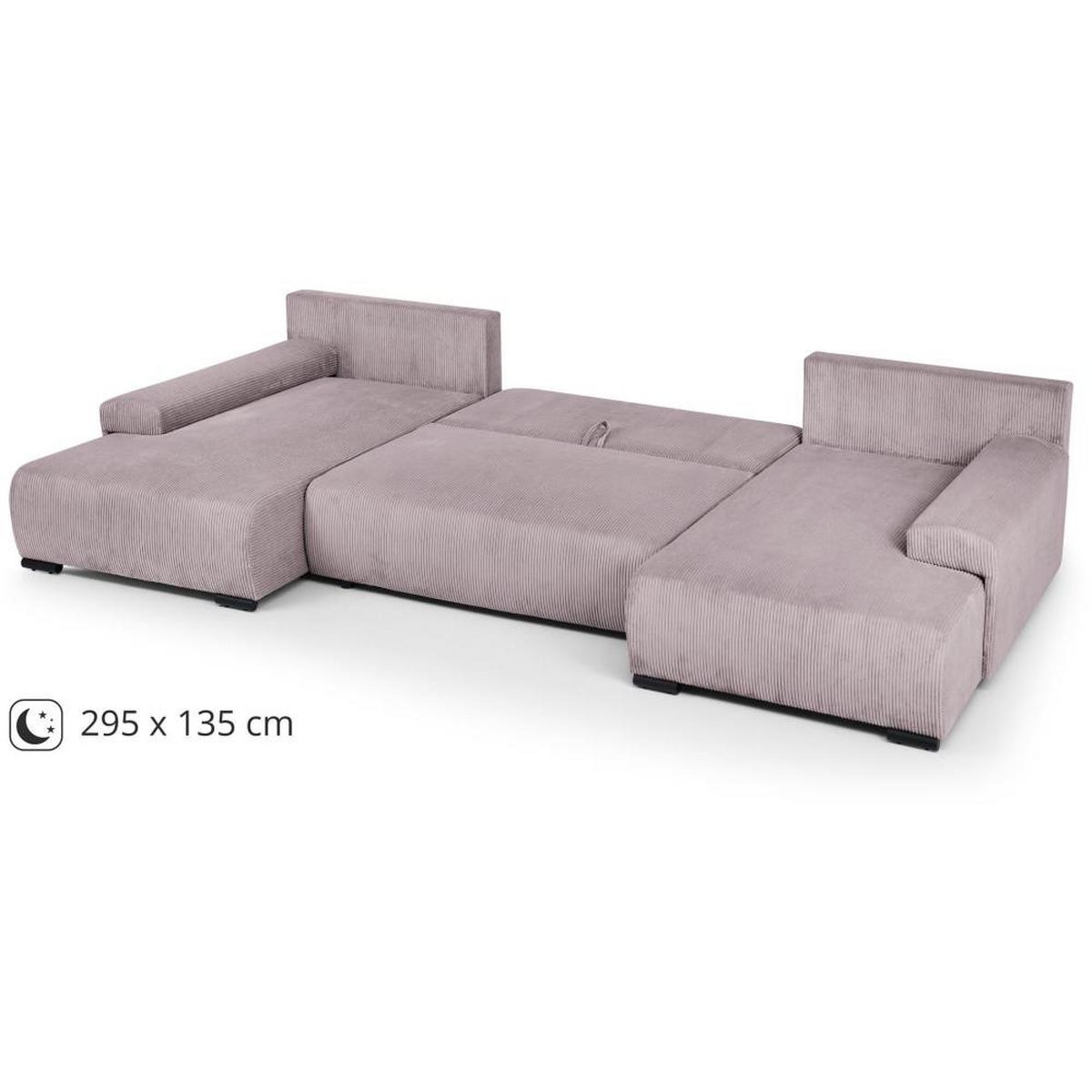 WOHNLANDSCHAFT Benny U rosa - Schwarz/Rosa, Textil/Metall (350/85/186cm) - Beautysofa