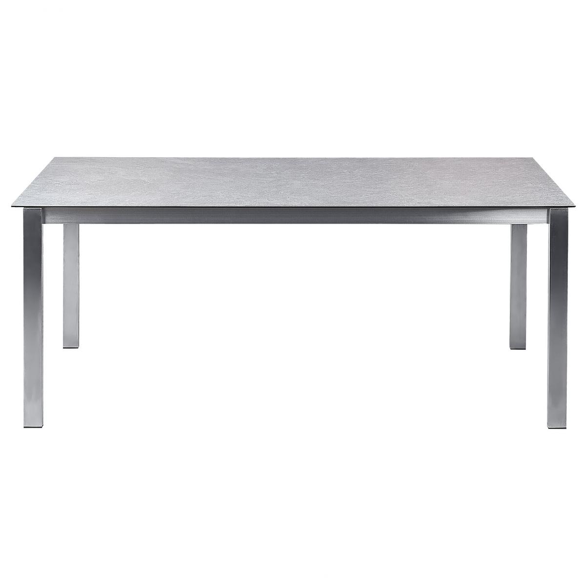 GARTENTISCH Keramik-Glas grau 180/90 cm Cosoleto - Silberfarben/Grau, Glas (180/90/75cm) - Beliani
