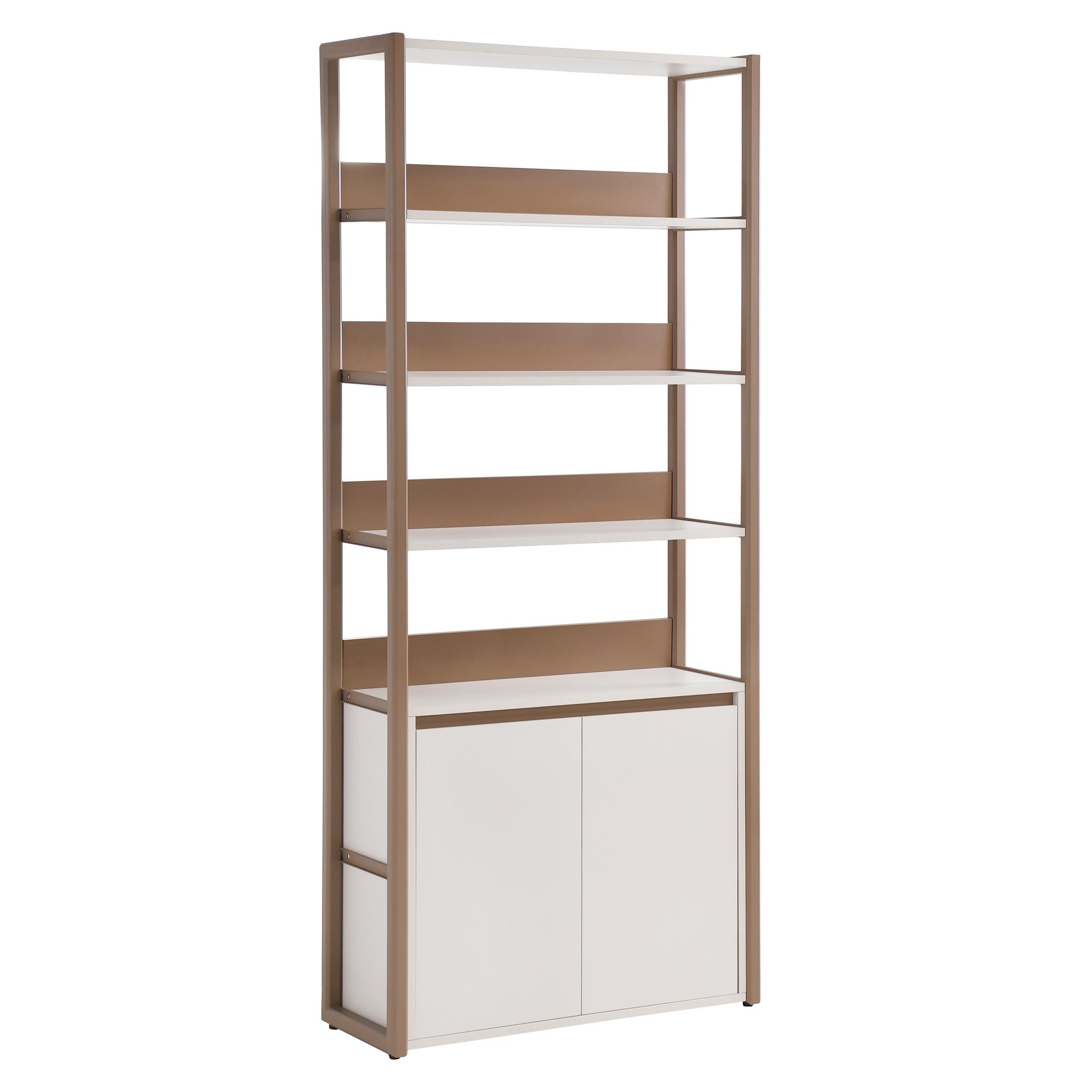 BÜCHERREGAL Boreo aus Metall mit 2 Türen, 80 cm, Kaschmir+Hellbraun - Kaschmir/Hellbraun, Metall (80/192/30cm) - Beautysofa