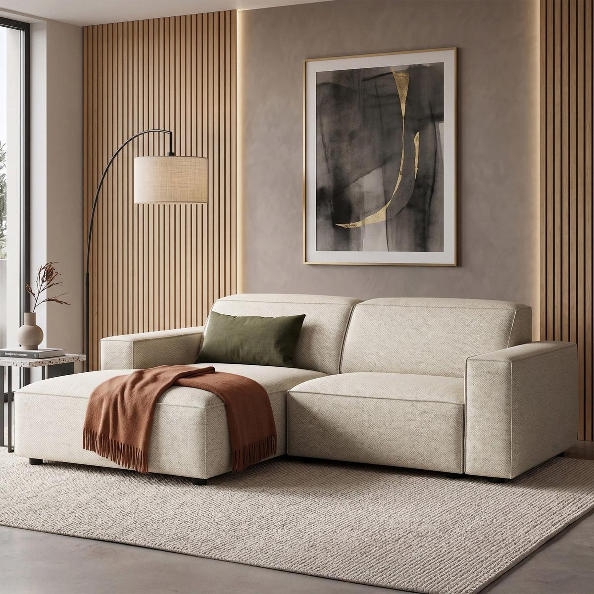 ECKSOFA Sellmo 210 cm - Creme/Schwarz, Kunststoff/Textil (210/166cm) - Selsey