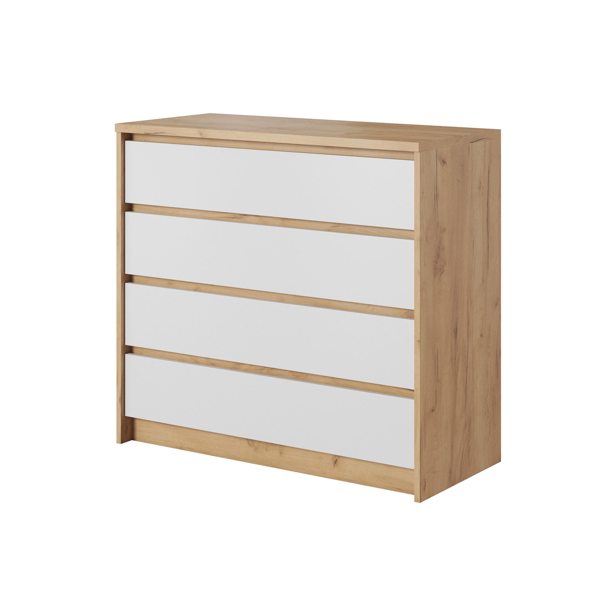 KOMMODE CELEO 93/90/40 cm mit 4 Schubladen Orange - Weiß/Orange, Holzwerkstoff (93/90/40cm) - MASSENO