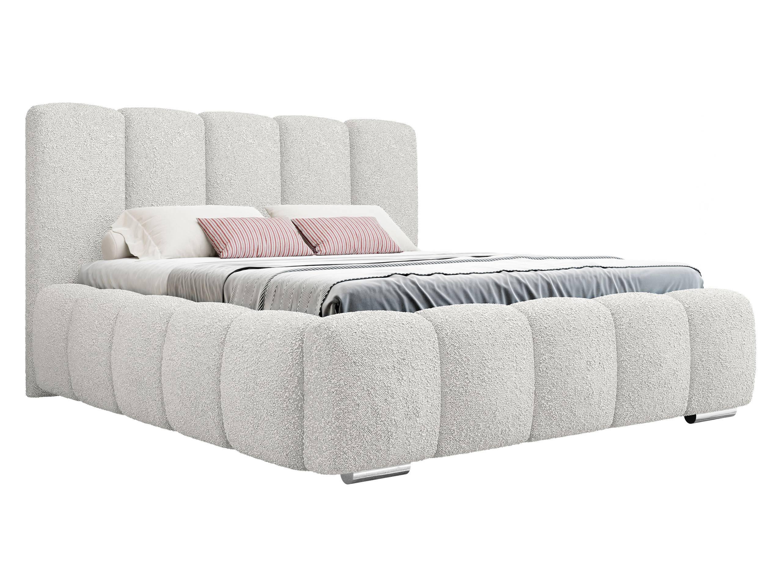 POLSTERBETT Wizko Boucle - Chromfarben/Creme, Holz/Holzwerkstoff (160/200cm) - MIRJAN24
