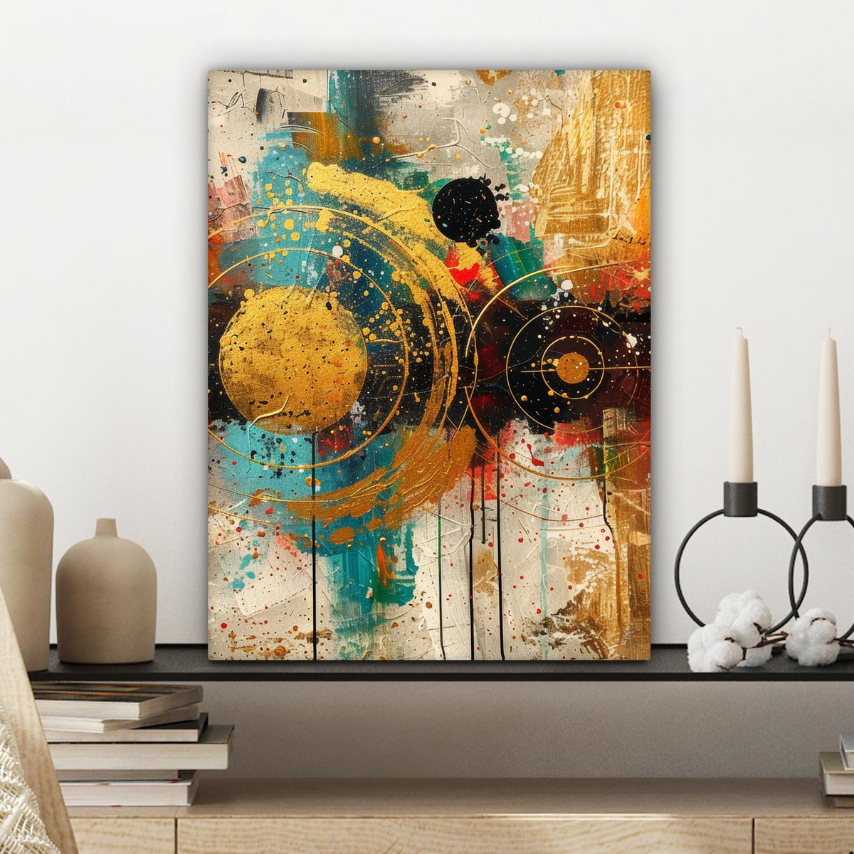 LEINWANDBILD Abstrakt - Kunst - Gold - Modern Room Decor 30x40 cm - Multicolor, Textil (30/40cm) - MuchoWow