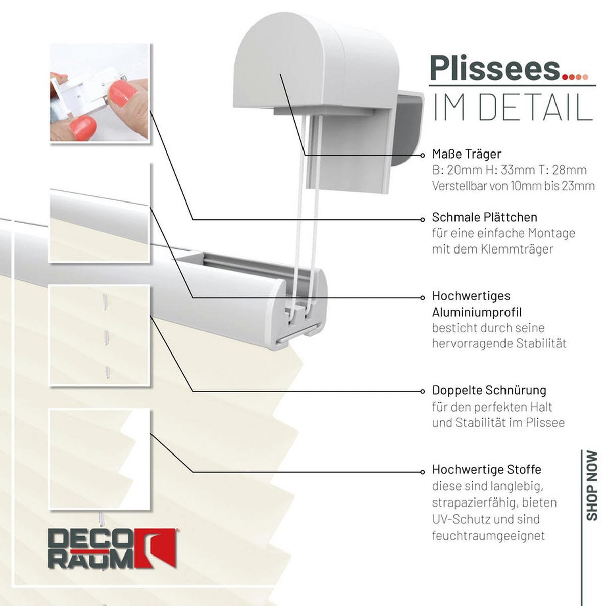 PLISSEE Basic 65 x 150cm Klemmfix ohne Bohren - Champagner, Textil (65/150cm) - Deco-Raum