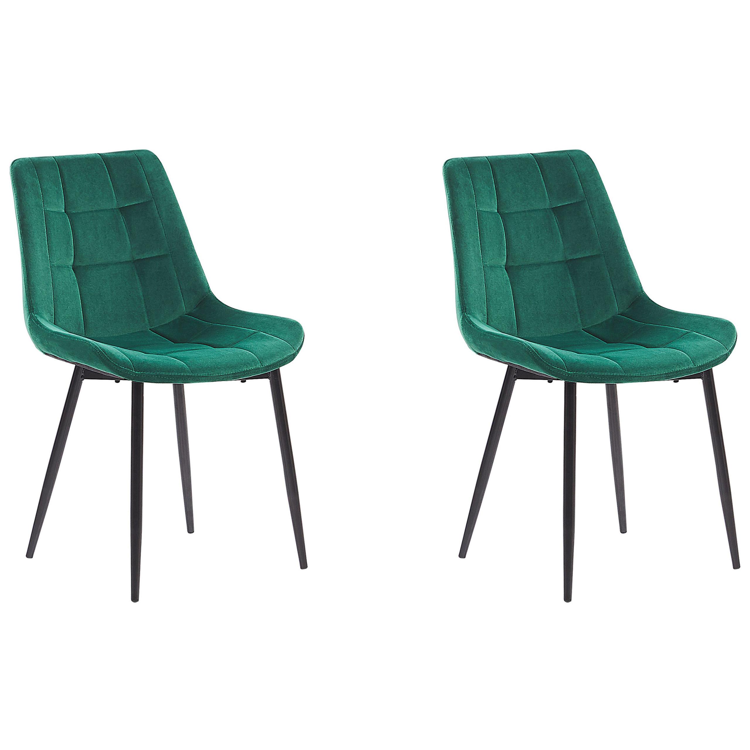 ESSZIMMERSTUHL 2er-Set Samtstoff Grün Melrose - Grün, Textil/Metall (51/82/59cm) - Beliani