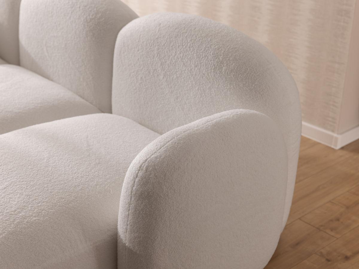 WOHNLANDSCHAFT Nuvola mit abgerundetem Design Weiß Bouclé-Stoff - Schwarz/Weiß, Holz/Kunststoff (268/80/146cm) - S-Style Möbel