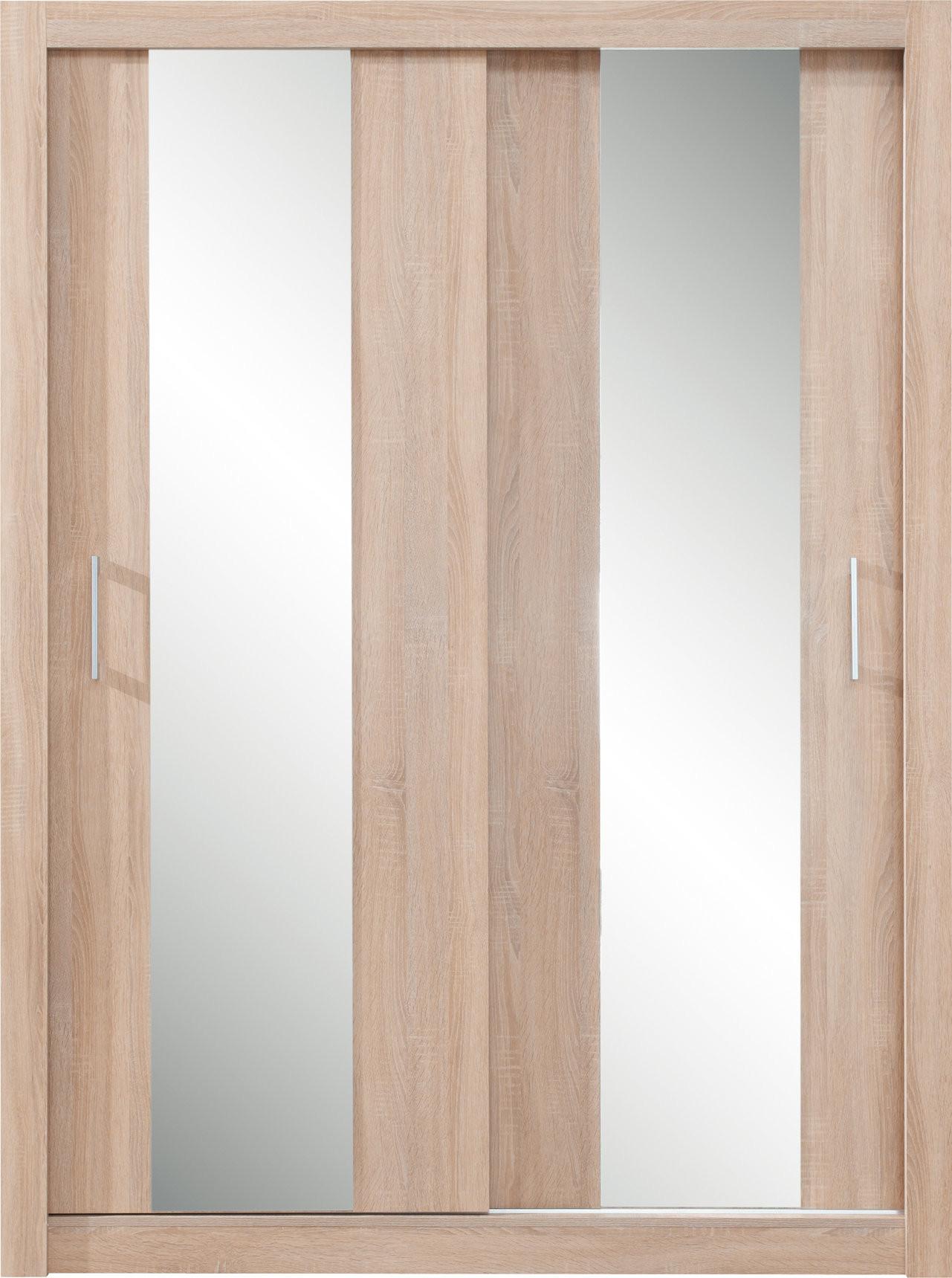 SCHWEBETÜRENSCHRANK MIRA 160/215/60cm 2-türig mit Spiegel Sonoma Eiche - Sonoma Eiche, Holzwerkstoff (160/215/60cm) - MASSENO