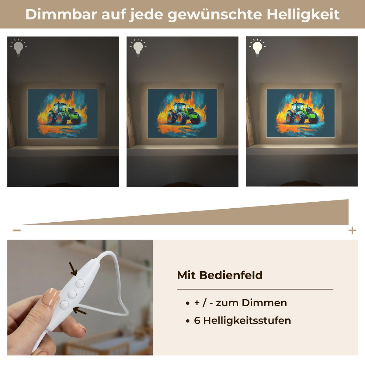 NACHTTISCHLAMPE Abstrakt - Traktor - Grün 20x15 cm - Dunkelblau, Holzwerkstoff (8/20/15cm) - OnlyWow