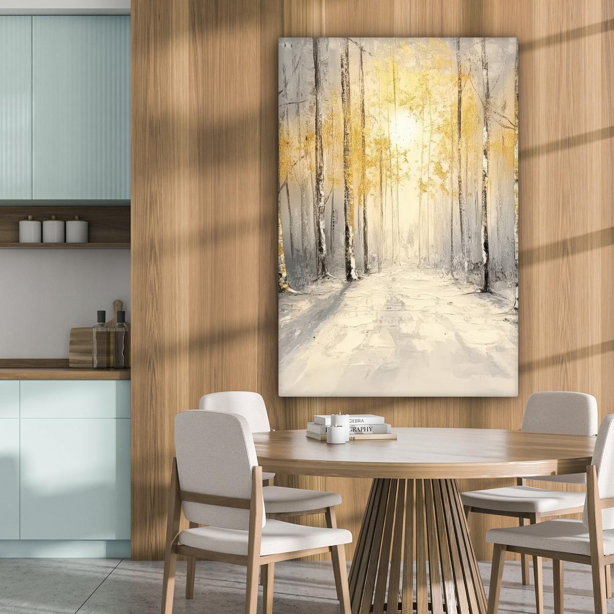 LEINWANDBILD Winter - Abstrakt - Schnee - Natur - Sonne Deko XXL 80x120 cm - Grau, Textil (80/120cm) - MuchoWow