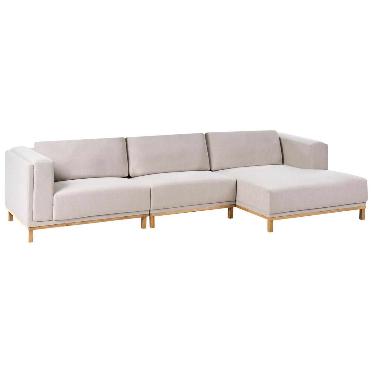 ECKFSOFA 5-Sitzer Stoff Hellbeige linksseitig Veng - Hellbraun/Beige, Textil (347/156cm) - Beliani