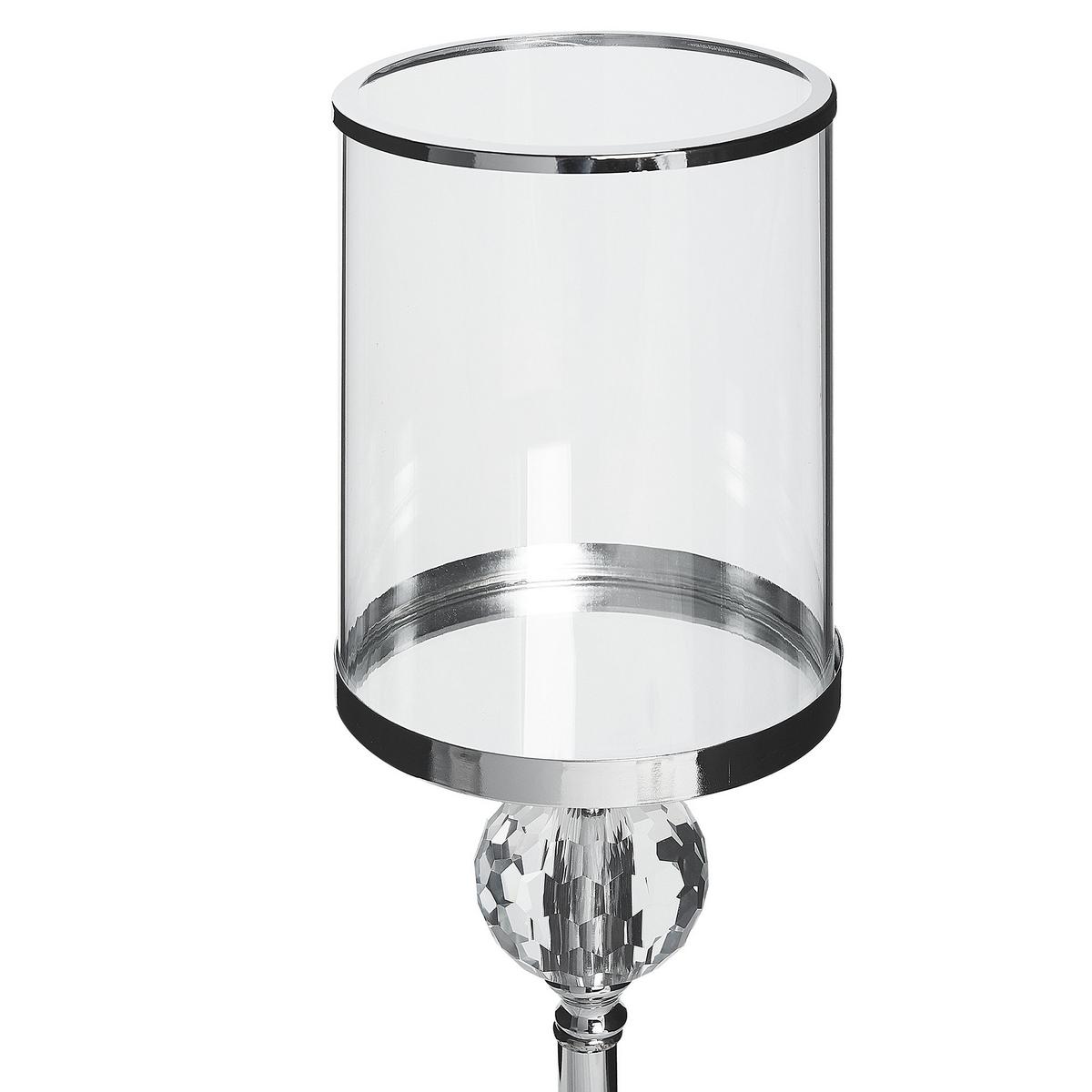 KERZENSTÄNDER Silber 58 cm Cotui - Silberfarben, Glas (16/58/16cm) - Beliani