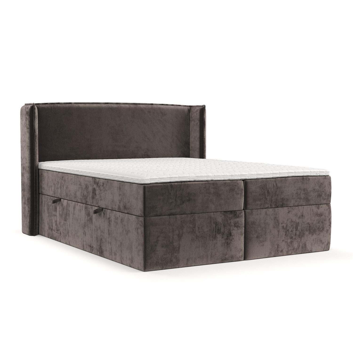 BOXBETT Viva 140/200 cm Braun im Lotta Stoff - Schwarz/Braun, Holz/Holzwerkstoff (140/200cm) - AltaBeds
