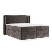 BOXBETT Viva 160/200 cm Braun im Lotta Stoff - Schwarz/Braun, Holz/Holzwerkstoff (160/200cm) - AltaBeds