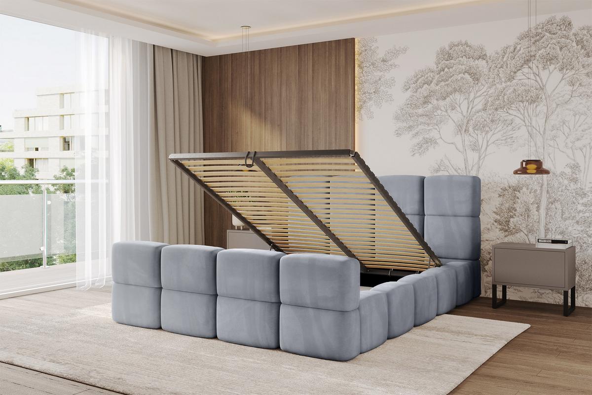 POLSTERBETT mit Bettkasten und Lattenrost, Bett mit Matratze H3/H4, Kopfteil, Boxbett, Doppelbett mit Stauraum - NATA-Z 120x200 Grau - Grau, Holzwerkstoff/Textil (120/200cm) - ALTDECOR