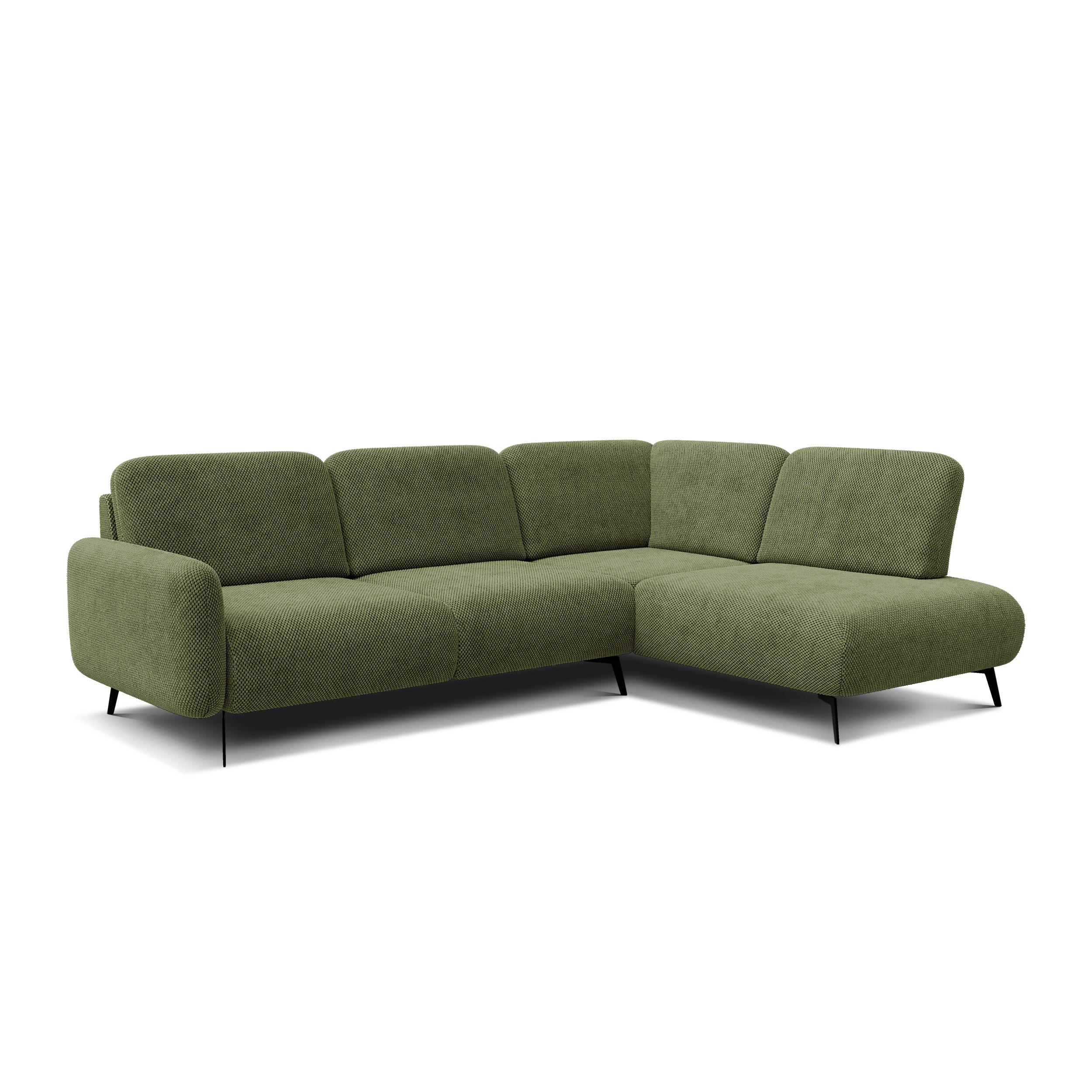 ECKSOFA FEBE 5-Sitzer rechts, olivgrün - Schwarz/Olivgrün, Holz/Textil (271/190cm) - Wozimo