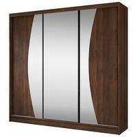 SCHWEBETÜRENSCHRANK Vox II mit Schubladen und Spiegel 240/216/61 Walnuss - Walnussfarben, Holzwerkstoff (240/216/61cm) - Beautysofa