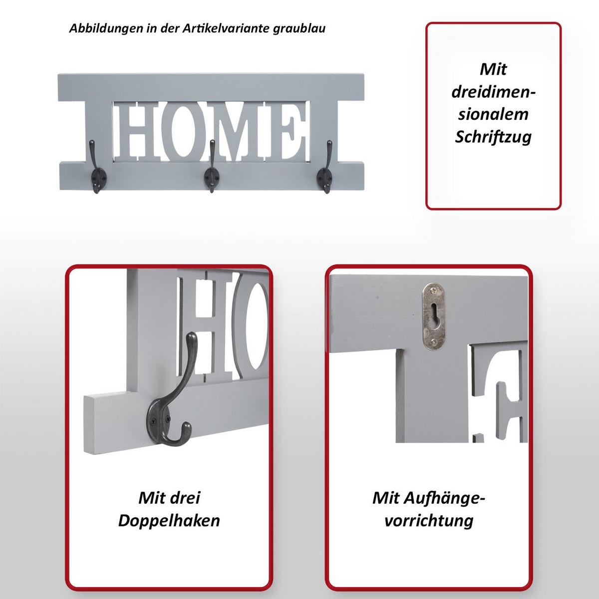 WANDGARDEROBE HOME SHABBY-LOOK Grau - Anthrazit, Holz (55/21/7cm) - MCW