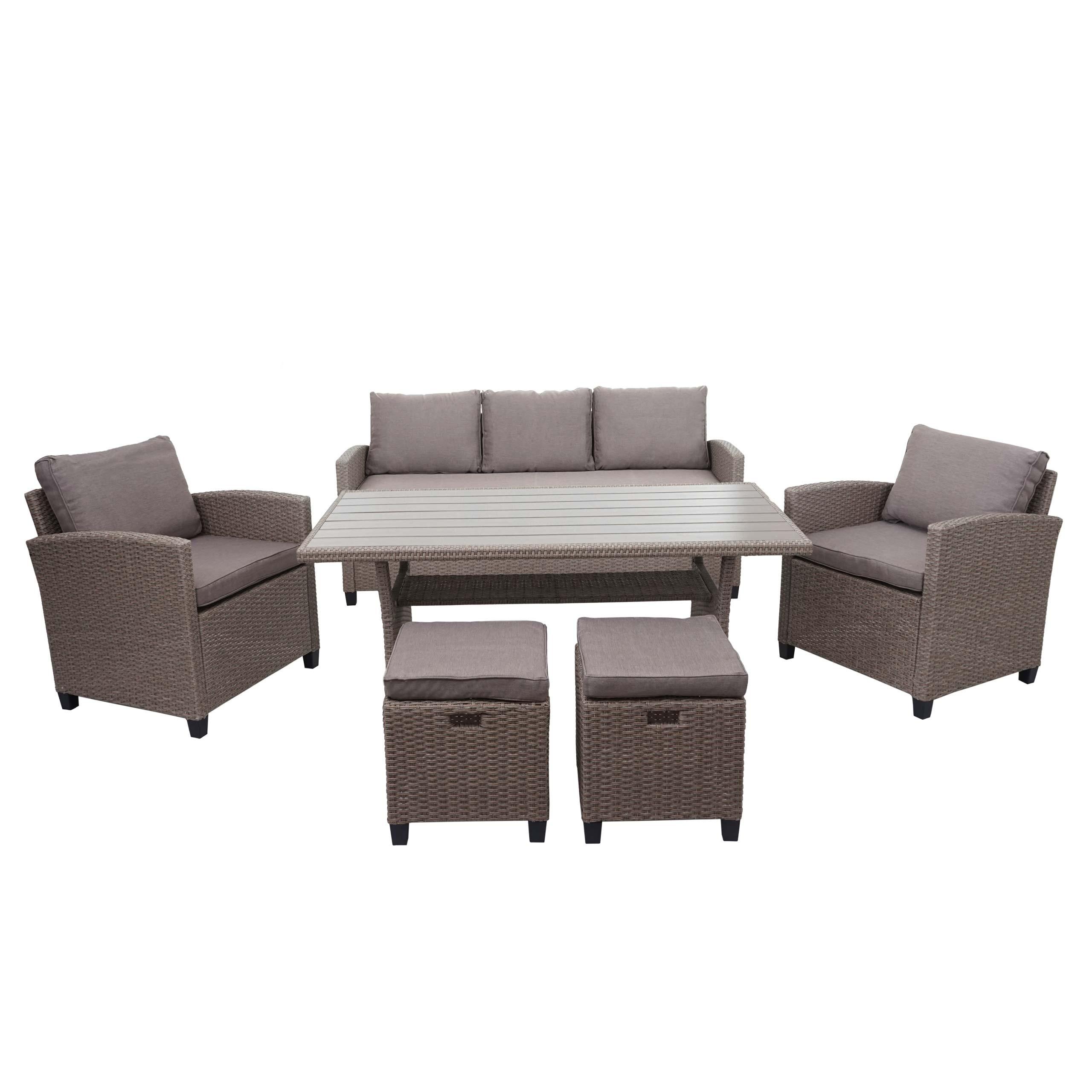 POLY-RATTAN GARNITUR Braun - Braun, Kunststoff - MCW