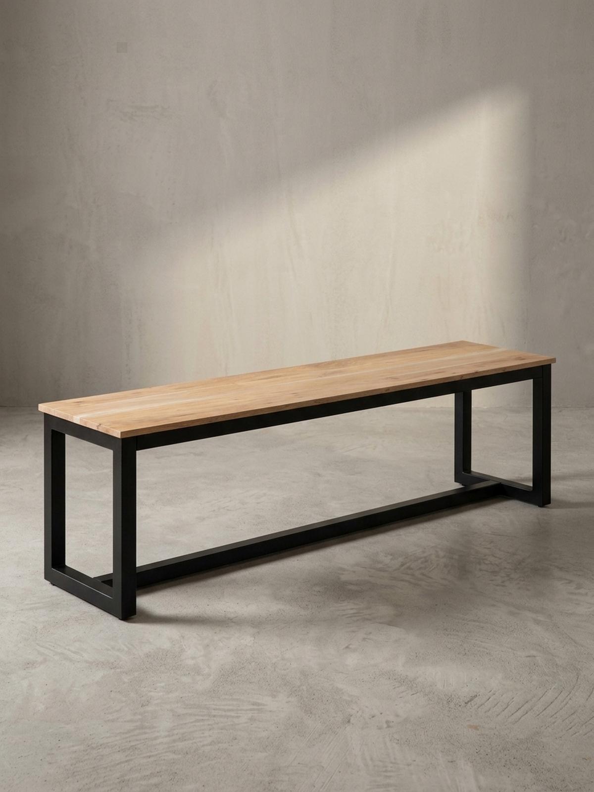 ESSZIMMERBANK Massivholz Metall Loft-Stil ohne Lehne, Akazie 120x40x45 cm - Schwarz/Braun, Holz/Metall (120/45/40cm) - KADIMA DESIGN