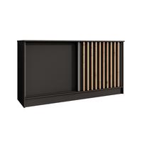 KOMMODE Horizon mit 2 Schiebetüren, Schwarz, 160 cm - Schwarz/Eiche Artisan, Holzwerkstoff (161/85/43.5cm) - Beautysofa