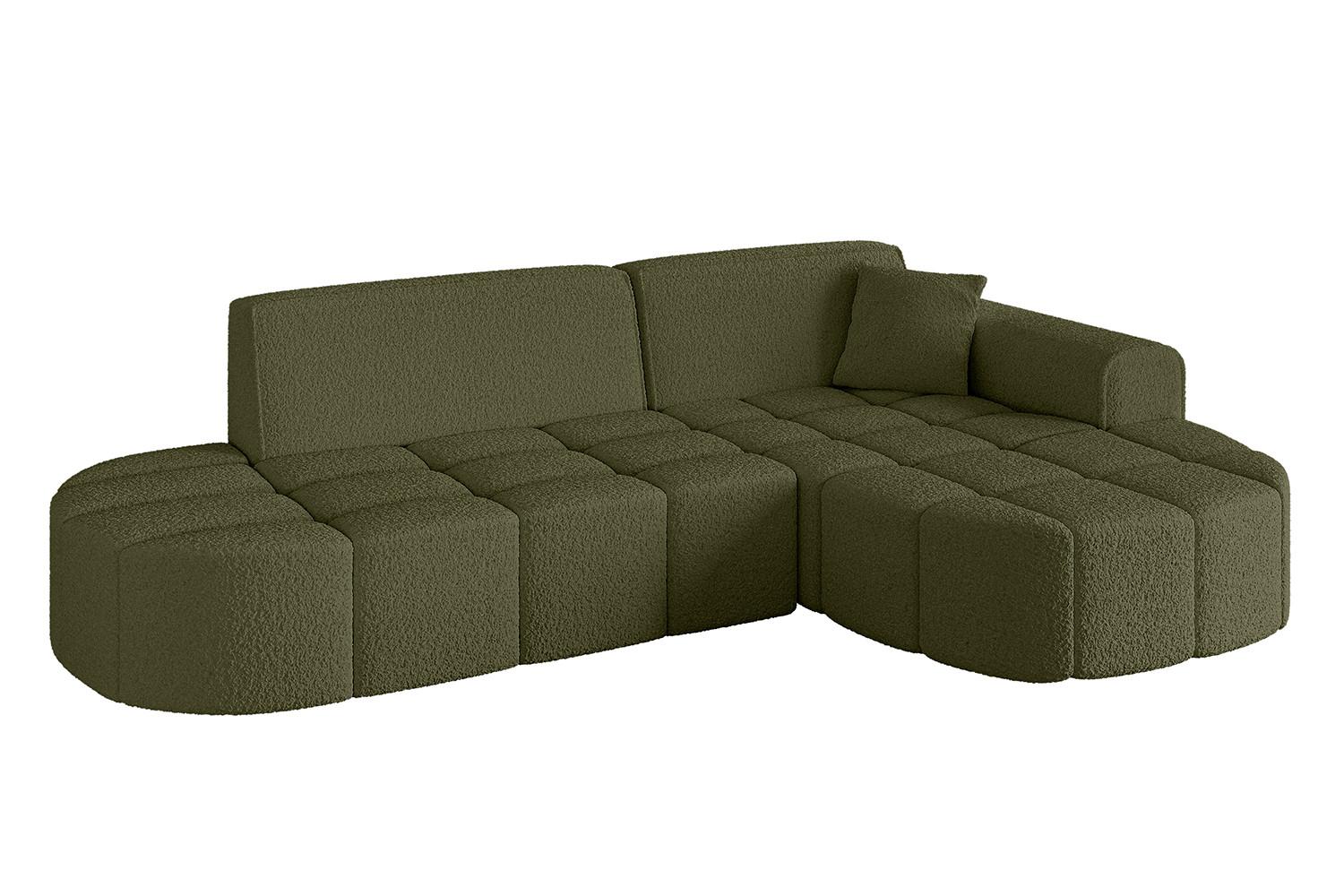 ECKSOFA Ottomane Rechts LIVO-L1 - 252x173x79,5 cm Grün - Grün, Holzwerkstoff/Textil (252/173cm) - ALTDECOR