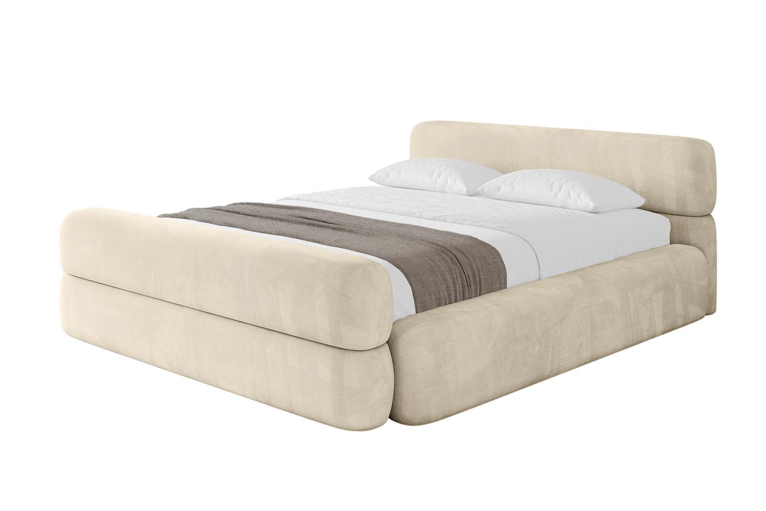 POLSTERBETT mit Bettkasten, Fußteil und Lattenrost, Boxbett mit Matratze H3/H4 - ENORA-Z-V1 180x200 Beige - Ecru, Holzwerkstoff/Textil (180/200cm) - ALTDECOR