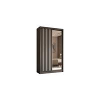 KLEIDERSCHRANK mit Spiegel-Schiebetüren und Aluminium-Leisten, LED-Beleuchtung - LAMELO - 120 cm Grau+Grau+Weiß - Weiß/Grau, Holzwerkstoff (120/216/61cm) - ALTDECOR