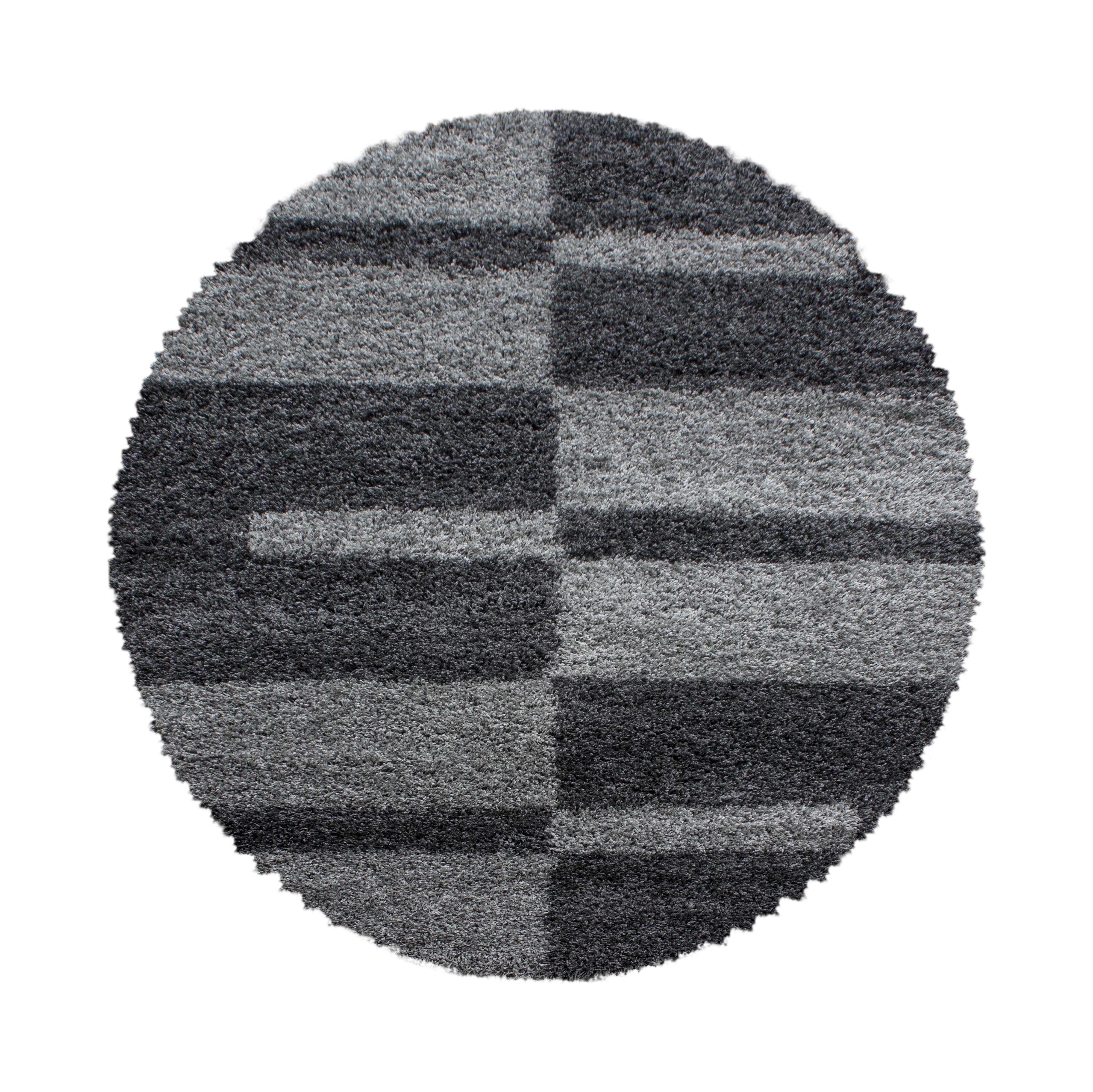 TEPPICH Hochflor WERFEN in Grau, kariert, Ø 80 cm - Grau, Textil (80/80cm) - KADIMA DESIGN