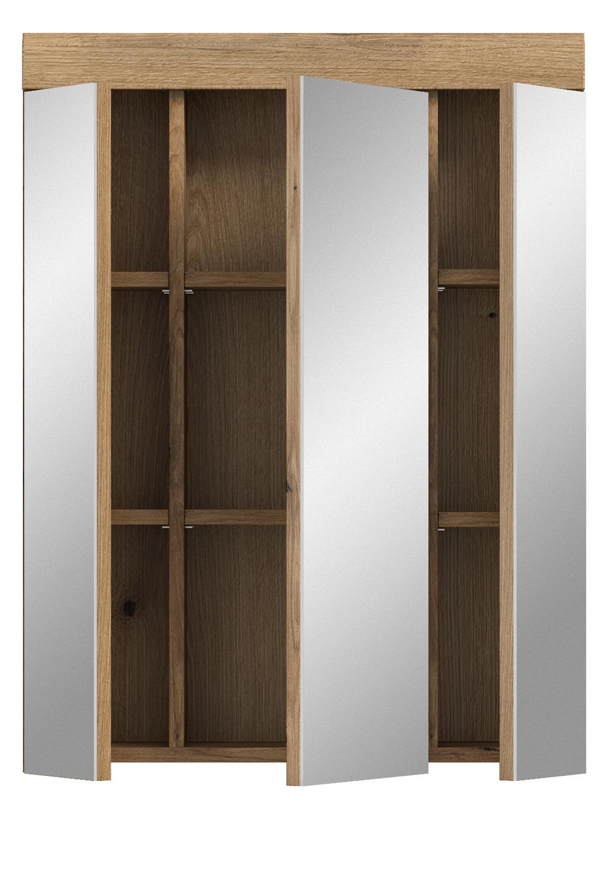 SPIEGELSCHRANK Evoke Eiche, Badschrank 3-türig 60 cm - Eichefarben, Glas/Holzwerkstoff (60/79/18cm) - Inn.Furn