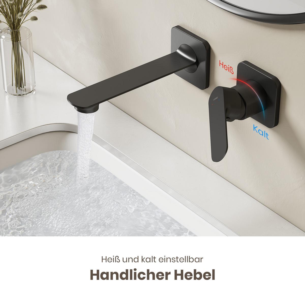 WASCHTISCHARMATUR Modular Ventilkernzertifizierung Messing Schwarz Matt - Schwarz, Metall (12.7/11/23.3cm) - EMKE