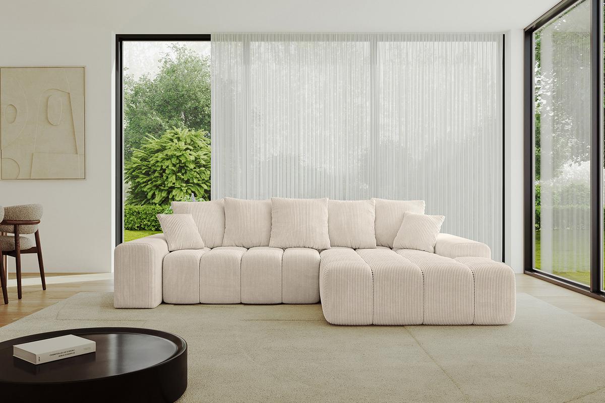ECKSOFA Ottomane Rechts ENSI-L - 267x164x69 cm Beige - Beige, Holzwerkstoff/Kunststoff (164/267cm) - ALTDECOR