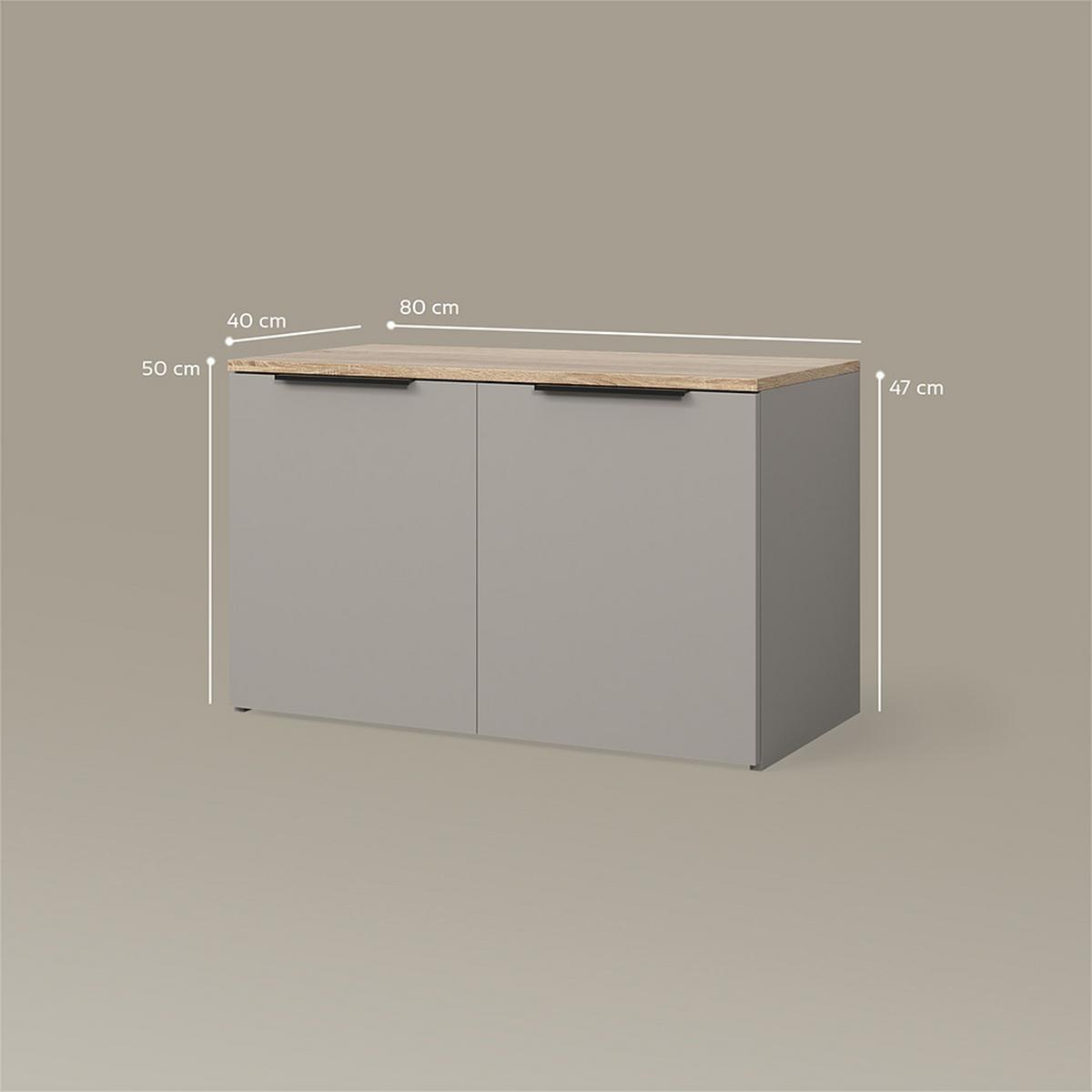 KOMMODE Piave Greige mit 2 Türen - Greige, Holzwerkstoff (80/50/40cm) - Livinity®