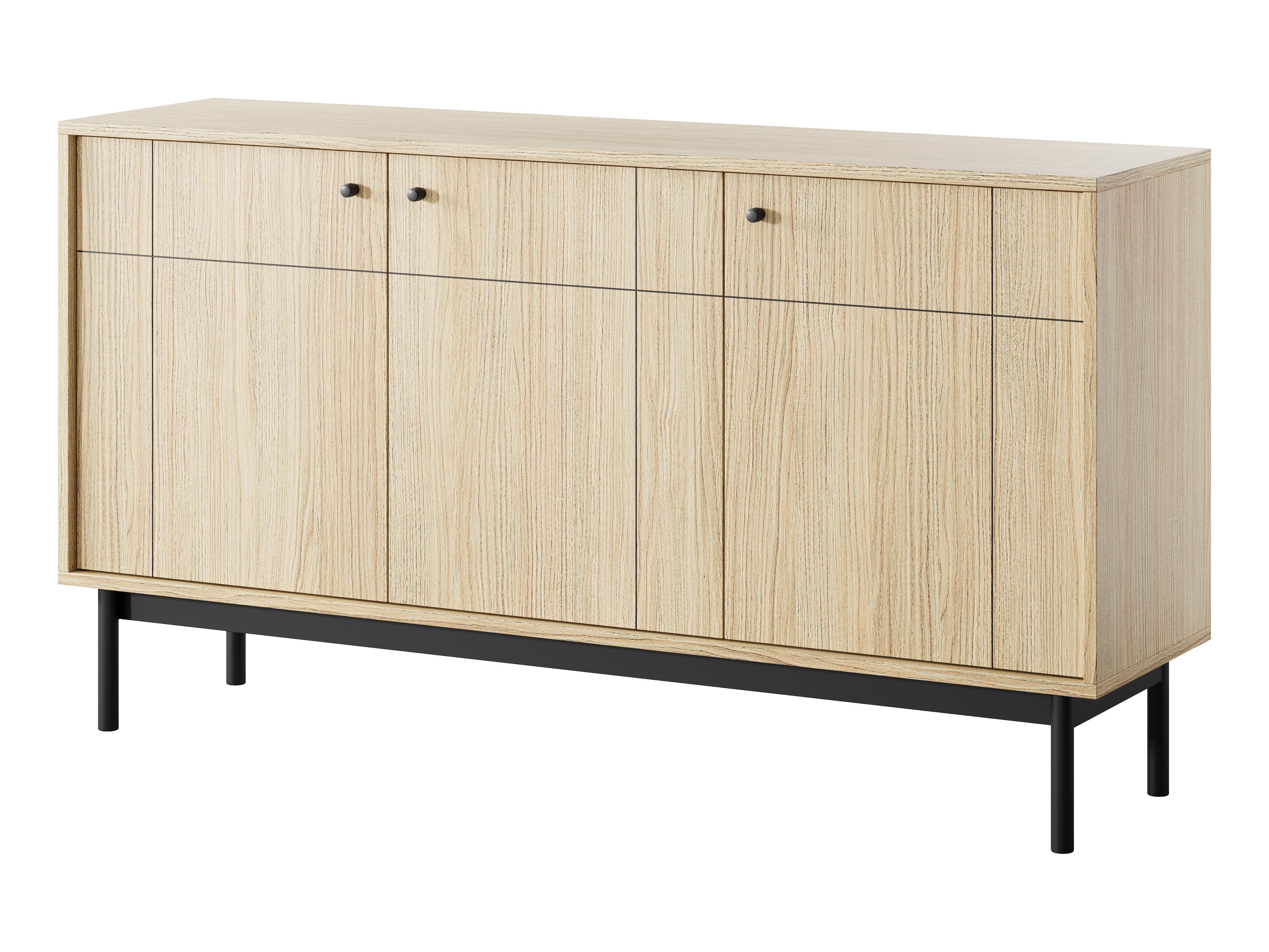SIDEBOARD Cypressa 3T Braun 154/83/39 cm – mit Beinen auf Gestell - Schwarz/Braun, Holzwerkstoff (154/83/39cm) - AX Living