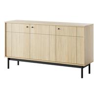 SIDEBOARD Cypressa 3T Braun 154/83/39 cm – mit Beinen auf Gestell - Schwarz/Braun, Holzwerkstoff (154/83/39cm) - AX Living