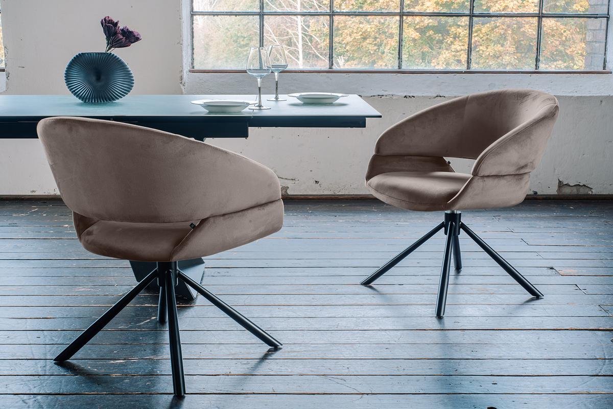 ESSZIMMERSTUHL LARA Taupe Velvet Drehbar (360°) (1er-Set) - Taupe, Kunststoff/Textil (61/82/62cm) - KAWOLA