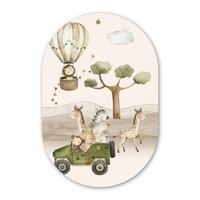 WANDBILD Wilde Tiere - Safari - Aquarell - Heißluftballon Wanddeko Schlafzimmer 60x90 cm - Beige, Kunststoff (60/90cm) - MuchoWow