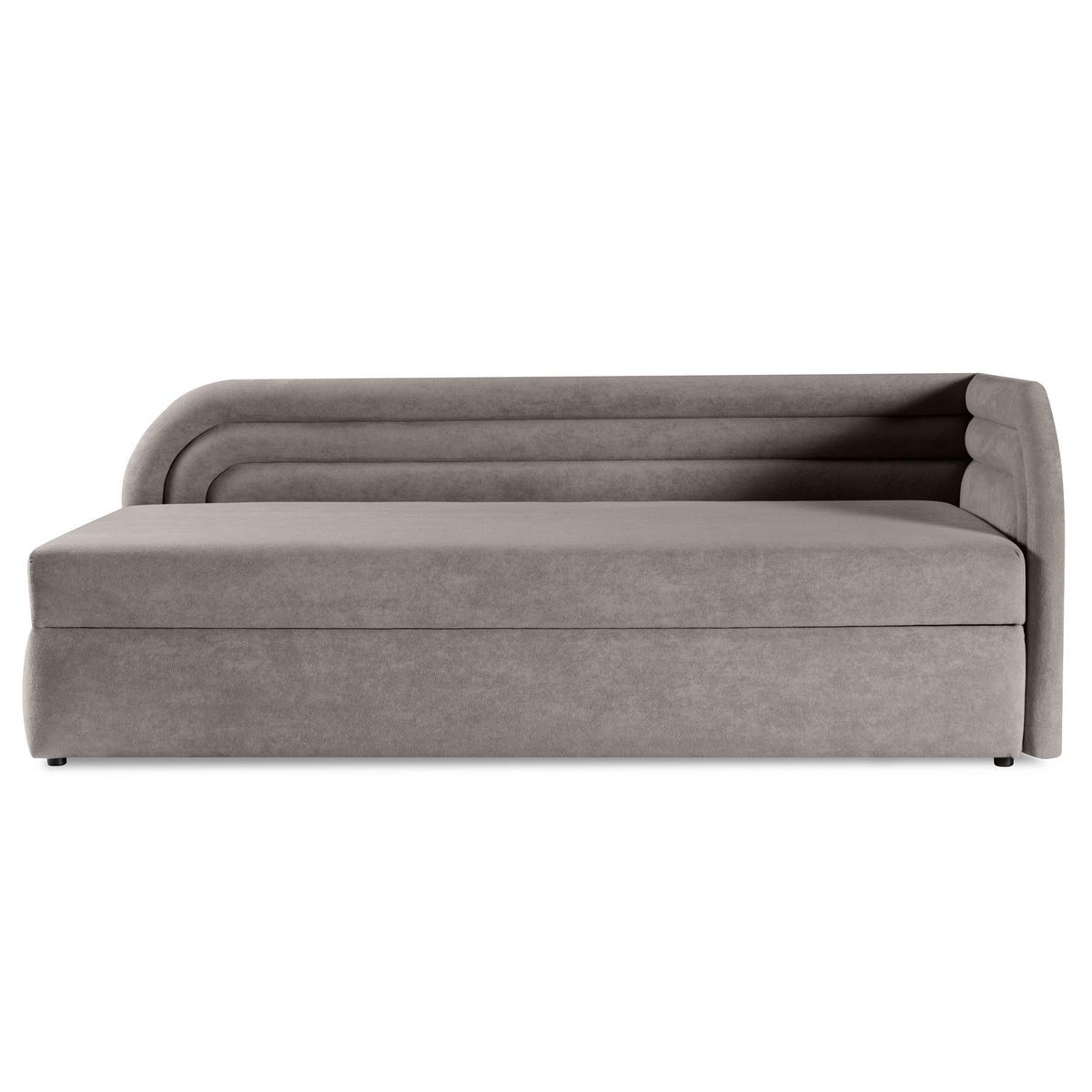 POLSTERBETT Cobi, Eckbett 80x200 cm mit Bettkasten, Hellbraun, Rechts - Hellbraun, Textil (80/200cm) - Beautysofa