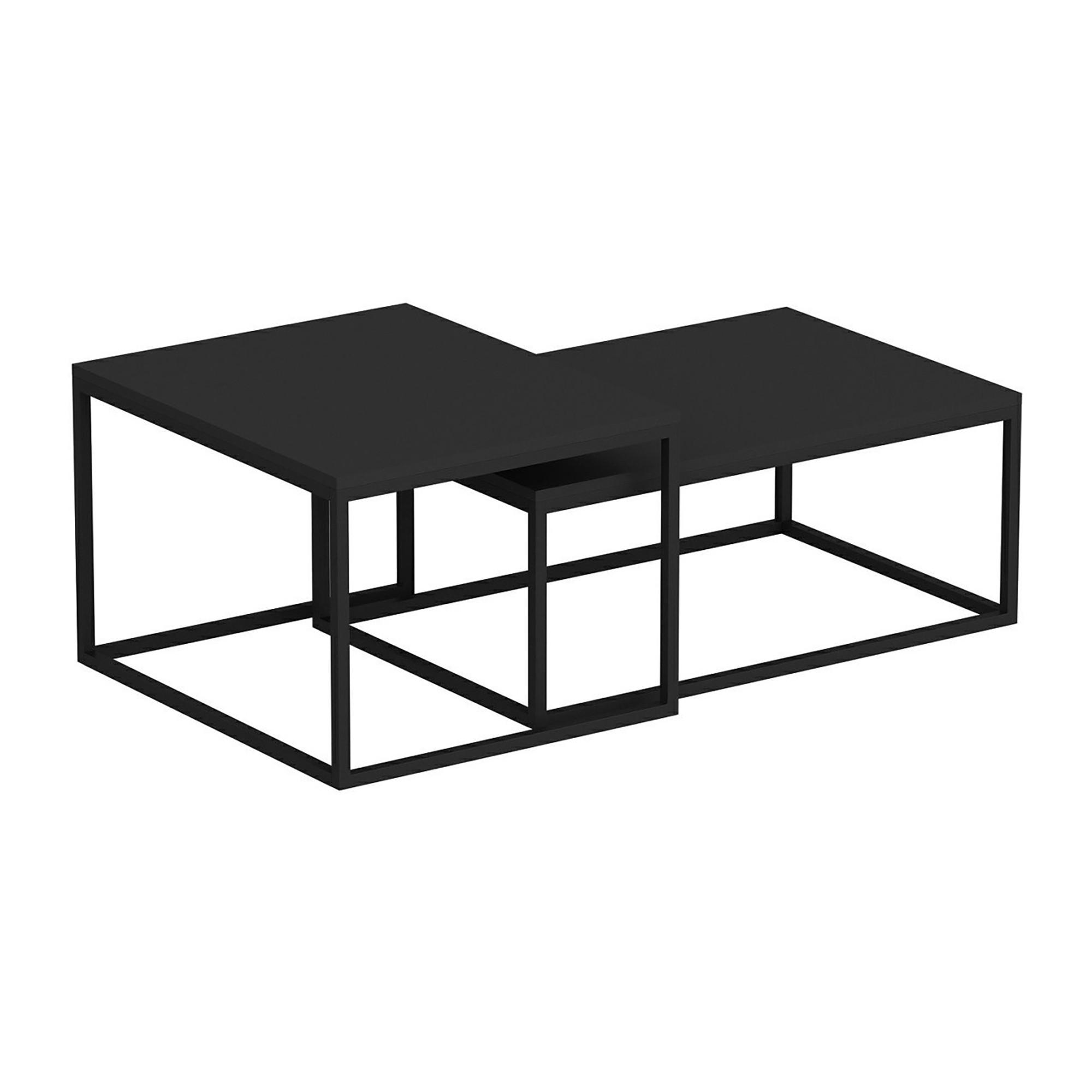 SATZTISCH Aabenraa 60/45/47 - Schwarz, Metall (45/60/47cm) - [en.casa]