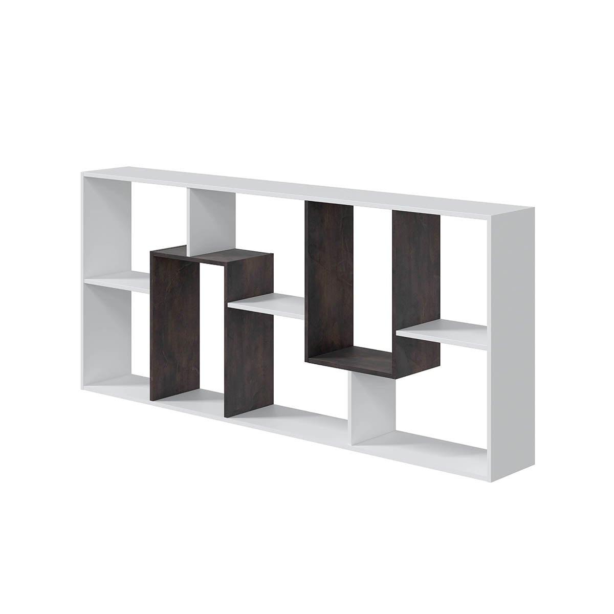 BÜCHERREGAL mit 8 Ablagefächern H180 cm - Kawa - Weiß, Holzwerkstoff (25/180/9.6cm) - Calicosy